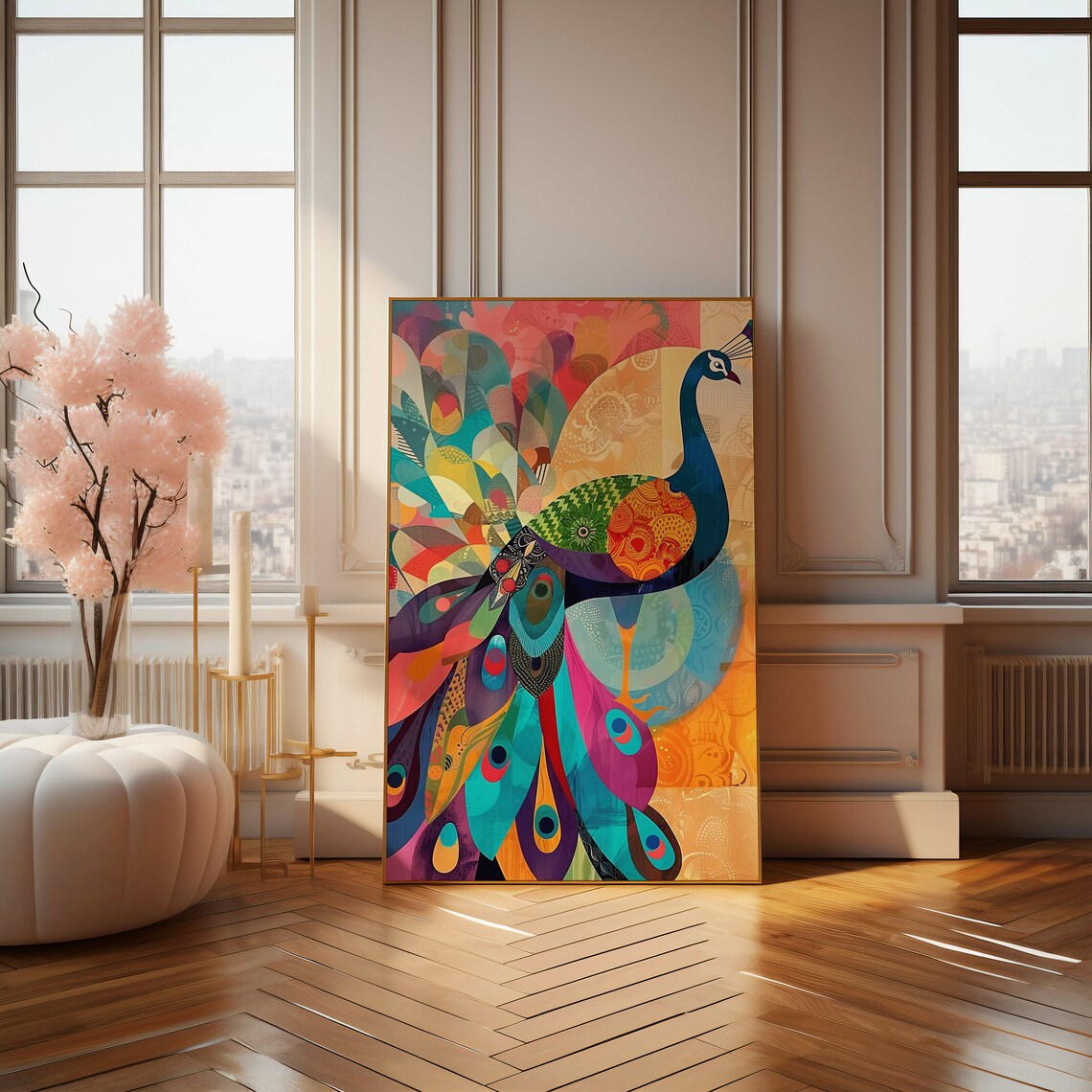 Peacock Abstract Art Print, Vibrant Home Decor - Image 4