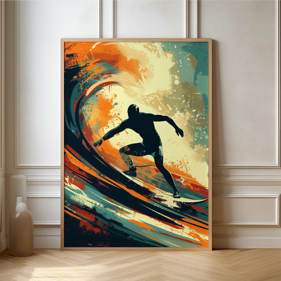 Surfing Adventure Art Poster Bold And Colorful Wave Rider Wall Print