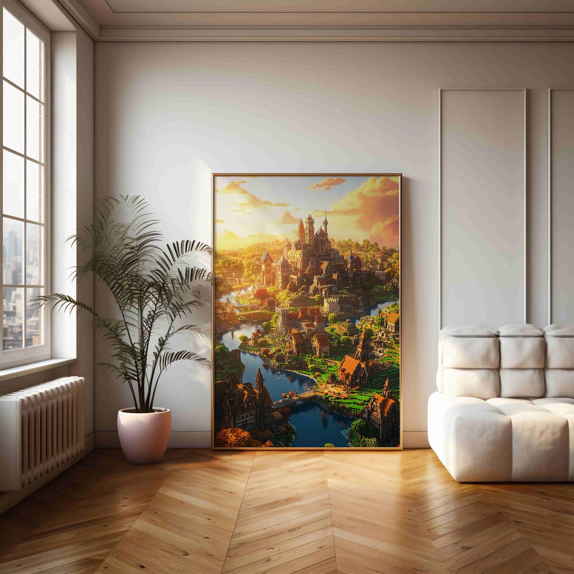 Epic Pixel Landscape Poster Fantasy Castle Art For Gamers Spaces - Image 2