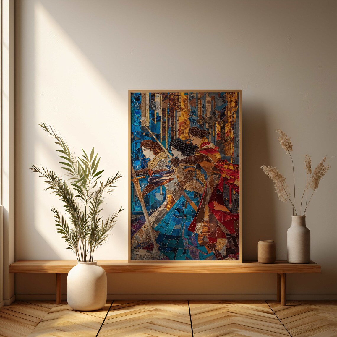 Medieval Female Knights Stained Glass Warrior Art Print - Image 3