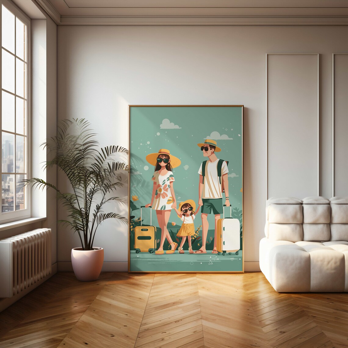 Happy Family Vacation Travel Adventure Colorful Illustration Poster - Image 2