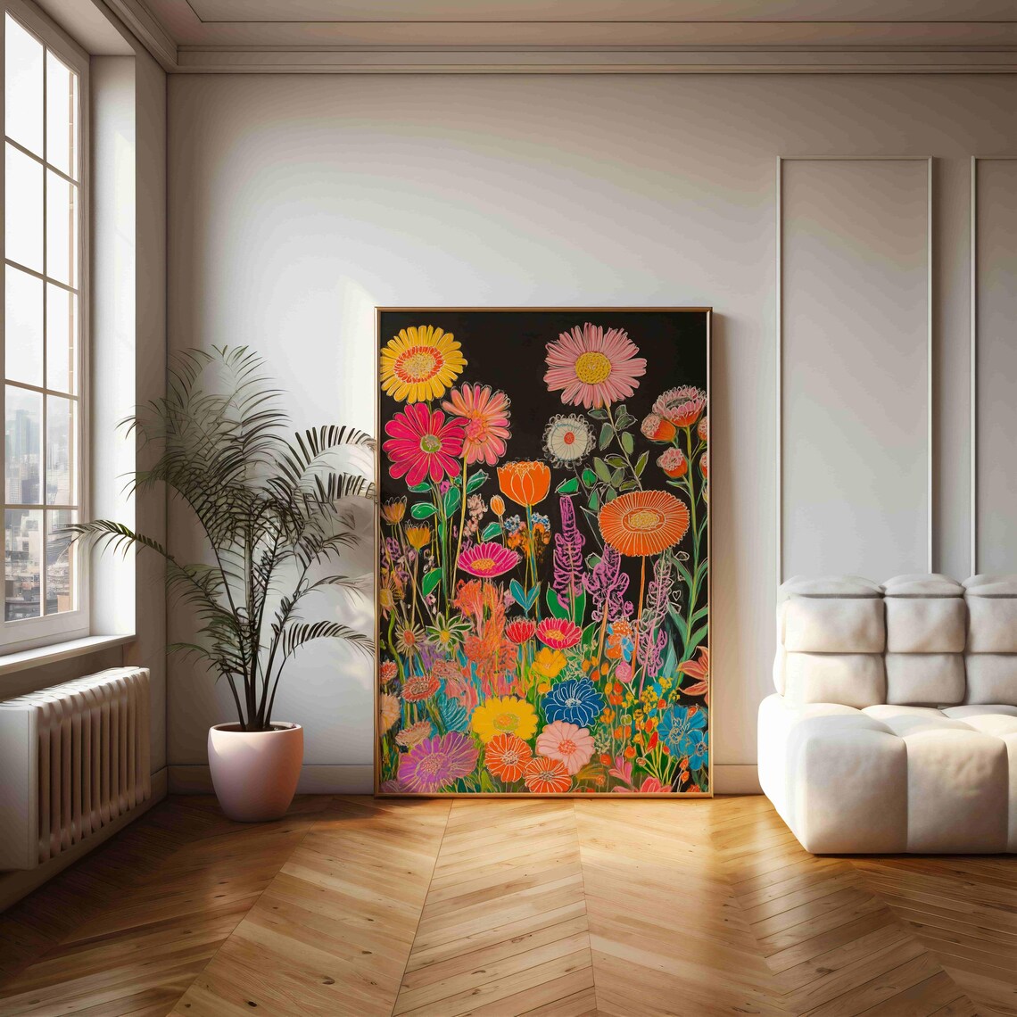 Chalk Style Flower Poster, Lively Garden Art Print - Image 2