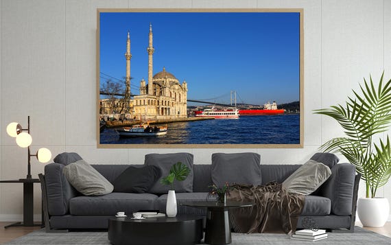 Real Photo Ortaky Mosque Istanbul Wall Art Bosphorus Bridge Photography Travel Cityscape Decor