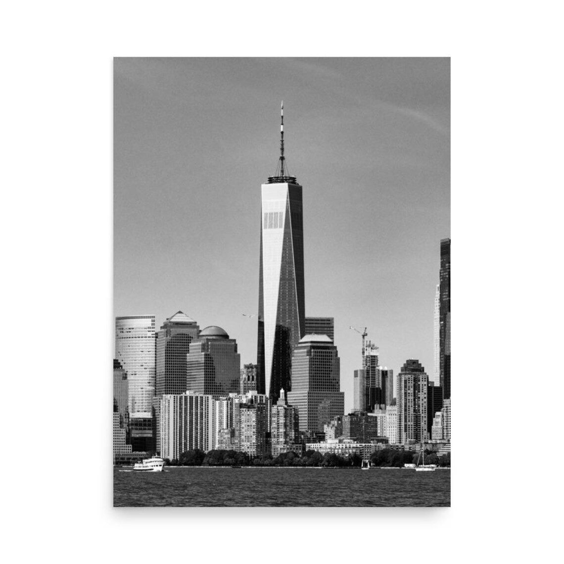 One World Trade Center Black White NYC Skyline Photo Art Poster