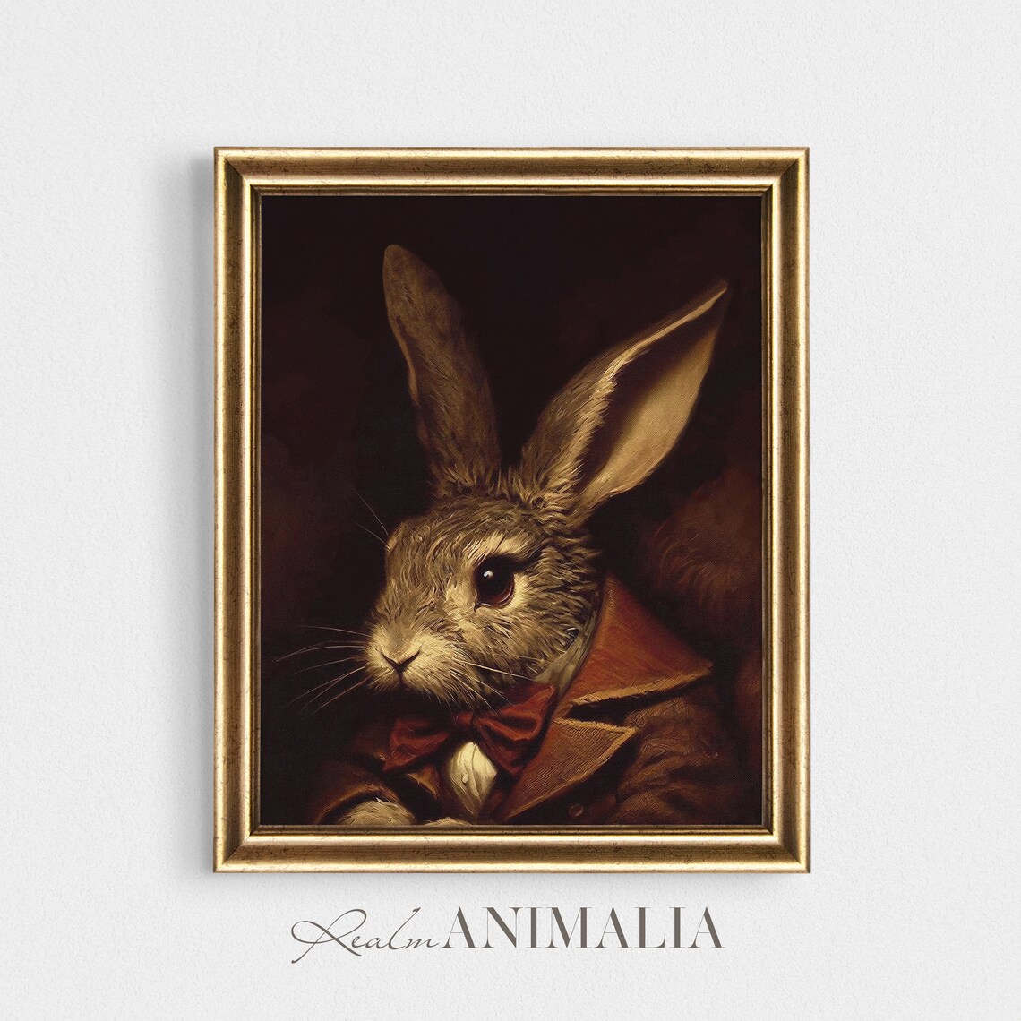 Storybook Rabbit In Vintage Coat And Bow Tie Portrait Painting Poster - Image 4