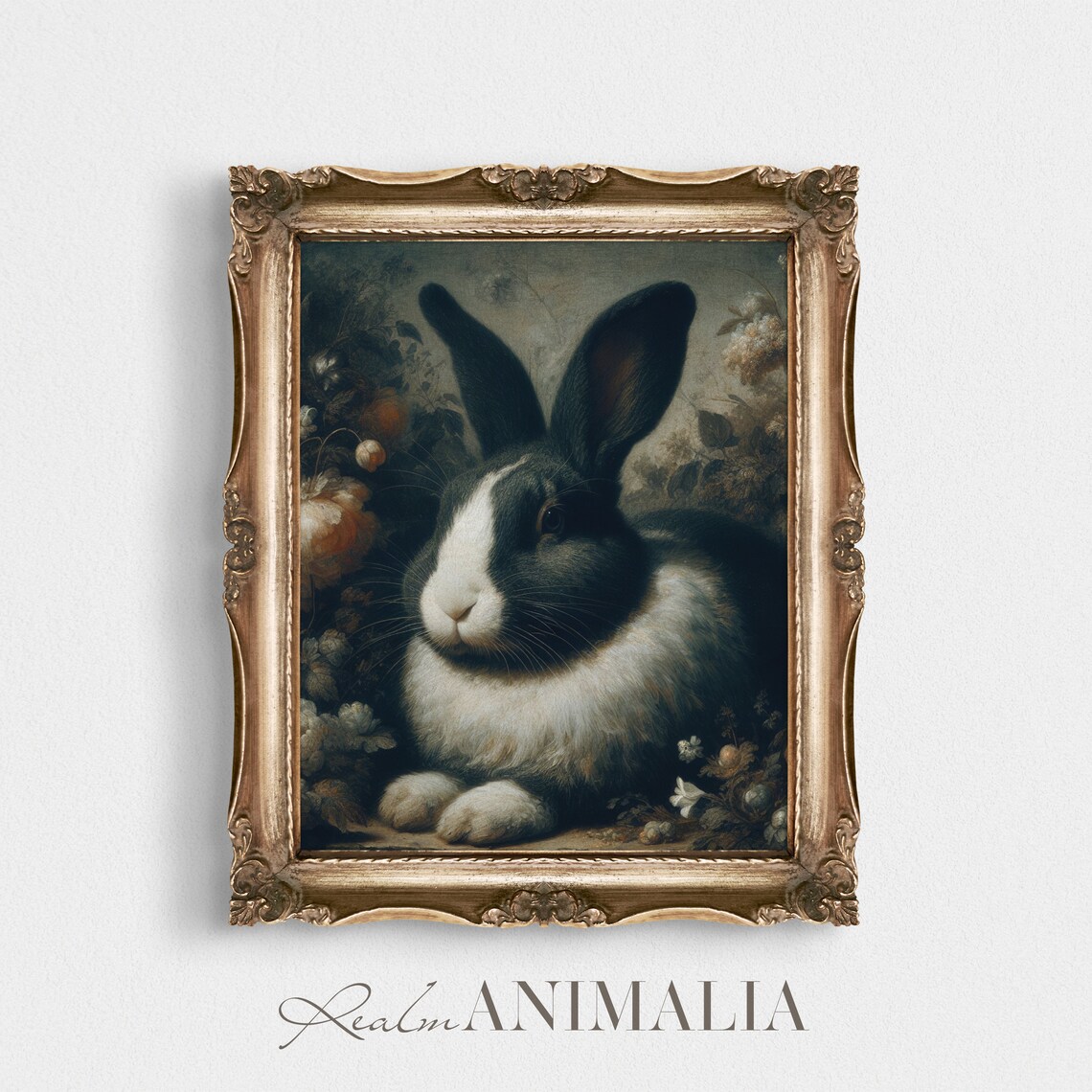 Antique Rabbit Painting, Vintage Cottage Easter Art Print - Image 2