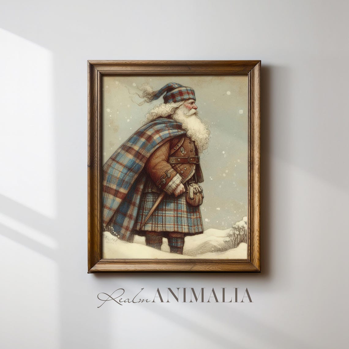 Scottish Santa Claus Art Print Vintage Father Christmas Painting Scotland Christmas Wall Art Festive Winter Holiday Art Wh164 - Image 4