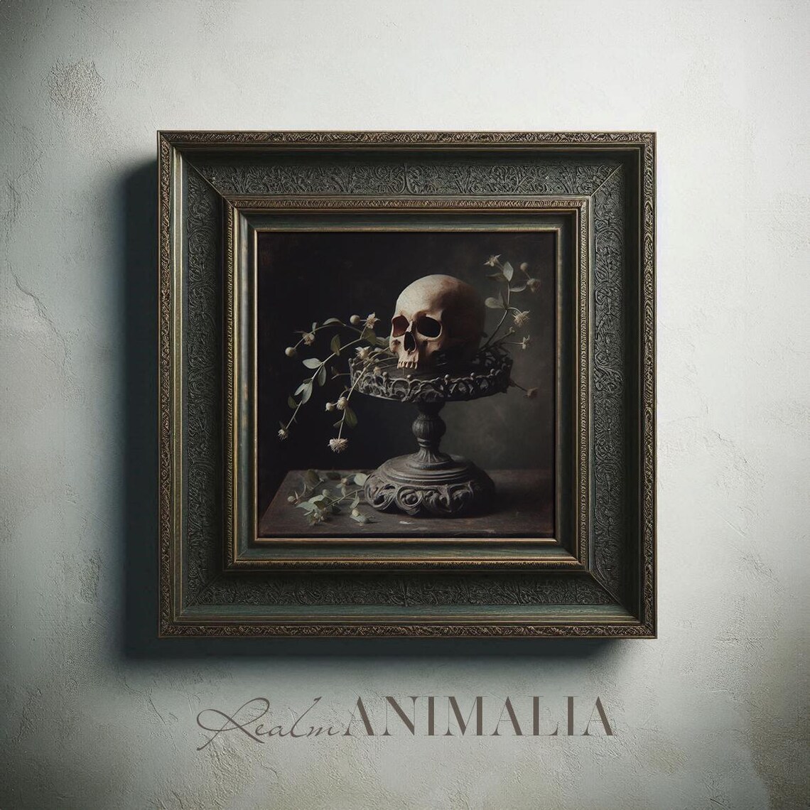 Skull Still Life Print, Vintage Victorian Gothic - Image 3