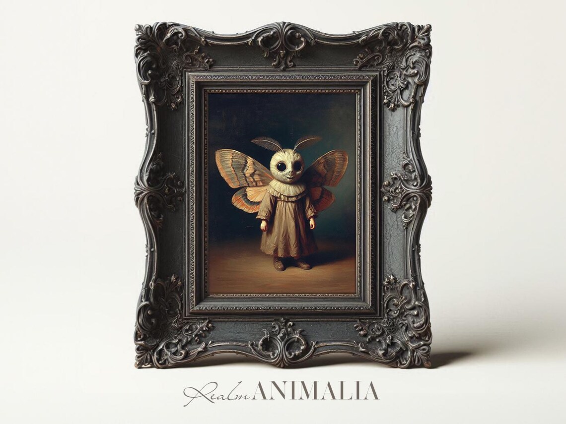 Child In Moth Costume Vintage Dark Whimsical Halloween Portrait Print - Image 3