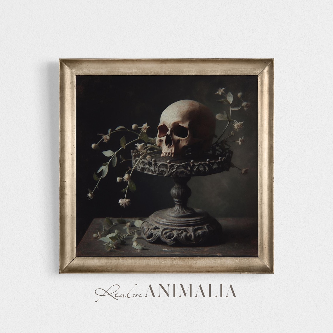 Skull Still Life Print, Vintage Victorian Gothic - Image 4