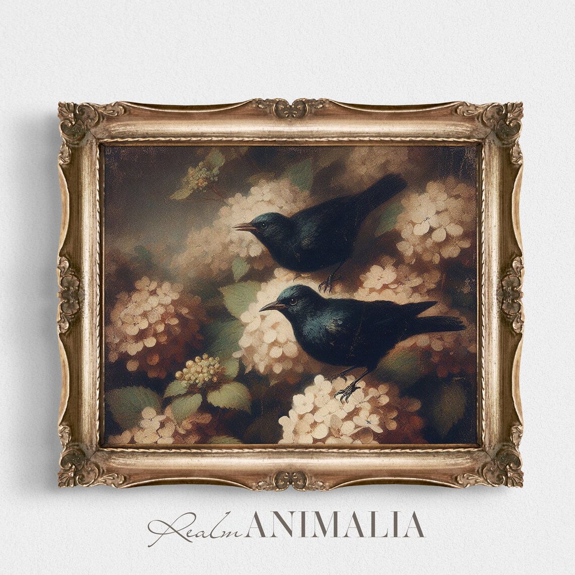 Blackbirds Vintage Bird Botanical Art Print - Image 2