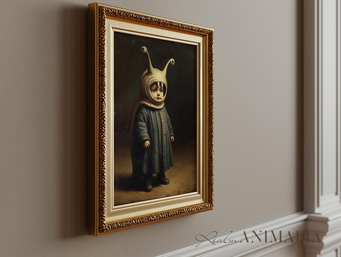 Child In Snail Costume Vintage Whimsical Halloween Portrait Art Print - Image 2