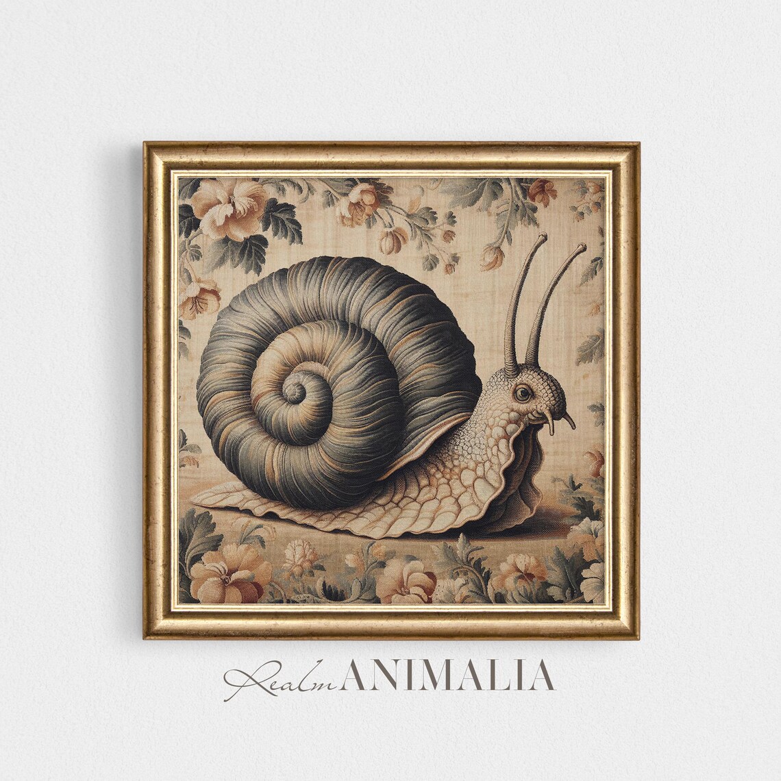Vintage Snail Illustration Antique Botanical Tapestry Poster - Image 4