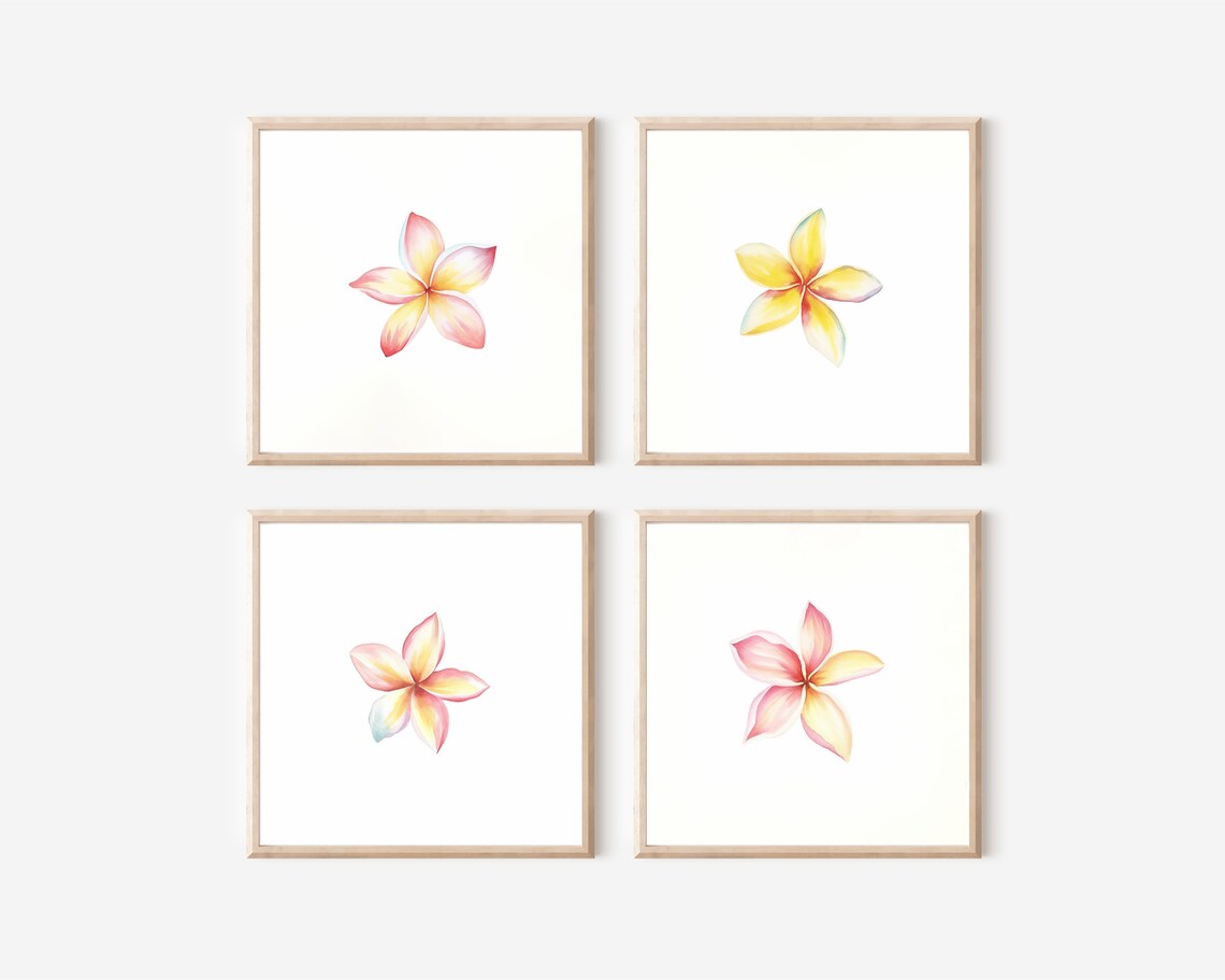 Hawaii Plumeria Watercolor Art Print for Home - Image 3