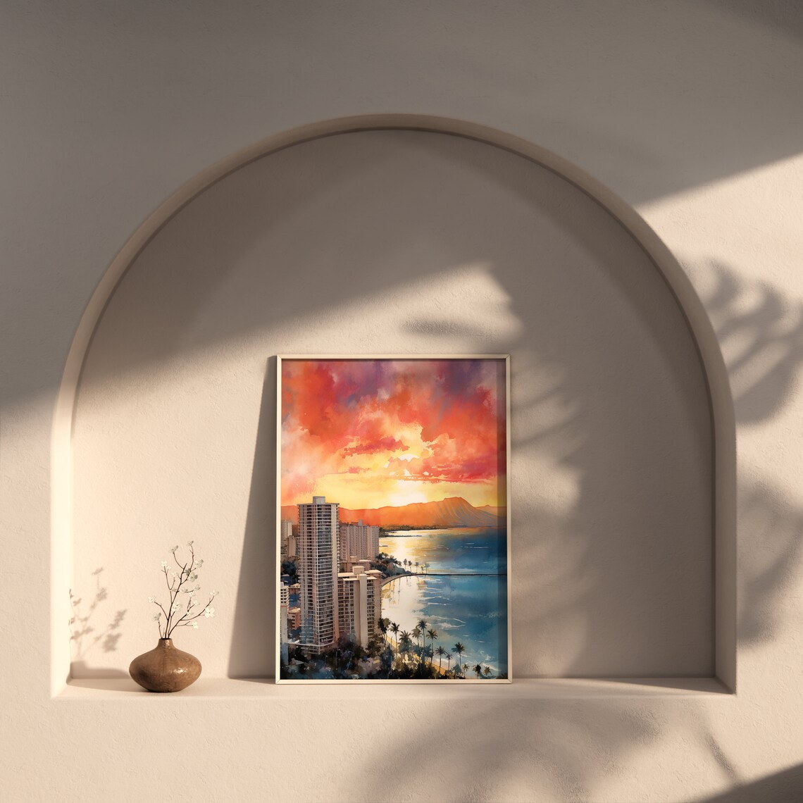 Honolulu Original Watercolor Art Print, Hawaii Gift - Image 3