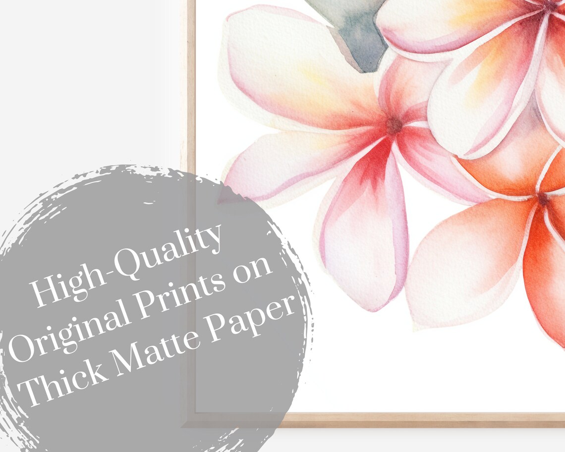 Hawaiian Plumeria Botanical Art Print, Tropical Decor - Image 3