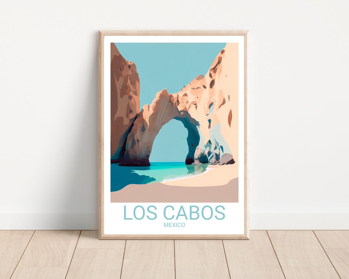 Los Cabos Mexico El Arco Stone Arch Retro Beach Travel Poster