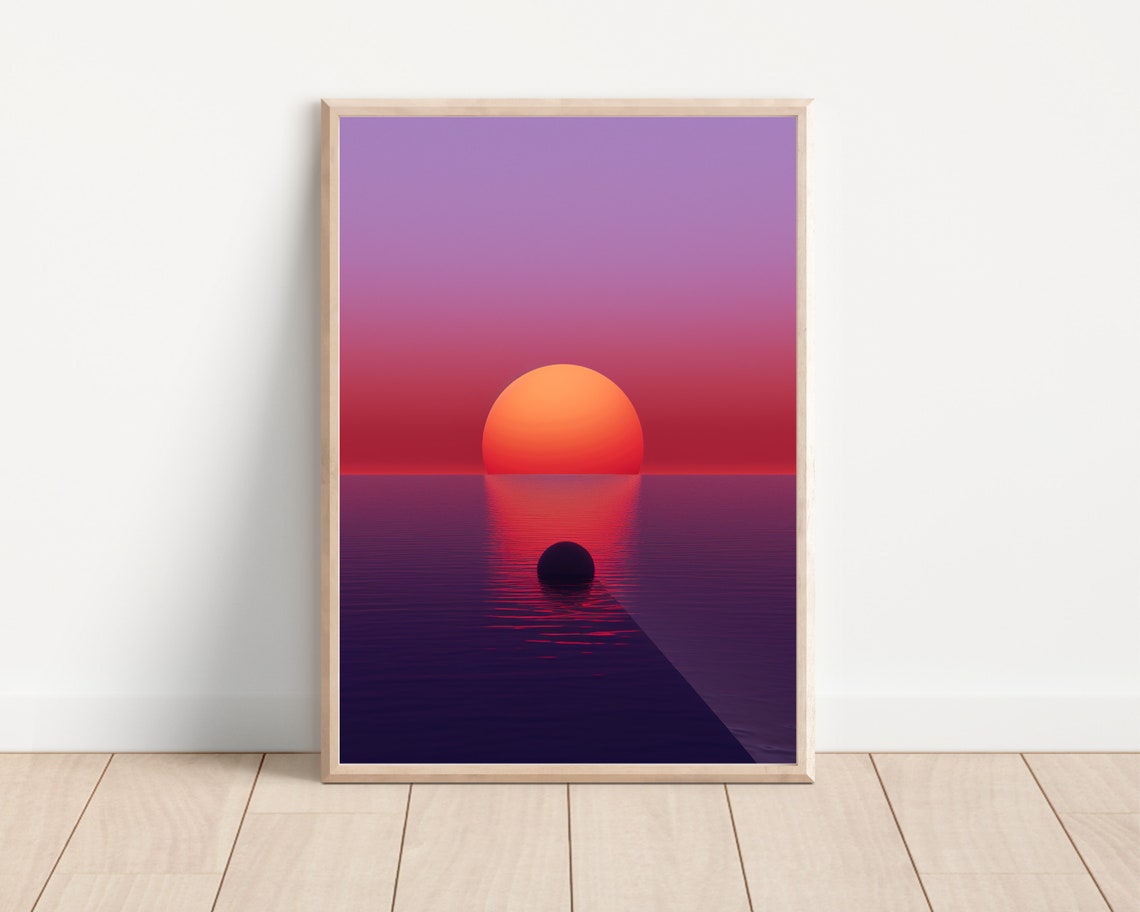 Deep Sunset On Water, Sunset Artwork - Image 2