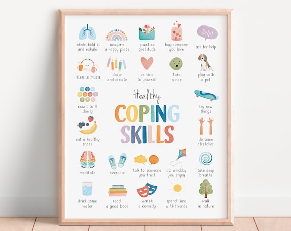 Coping Skills Poster, Therapy Office and School