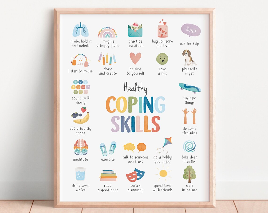 Coping Skills Poster, Therapy Office and School