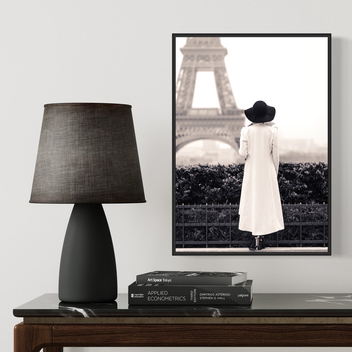 Eiffel Tower Woman In Hat Paris Travel Photography Wall Poster - Image 2