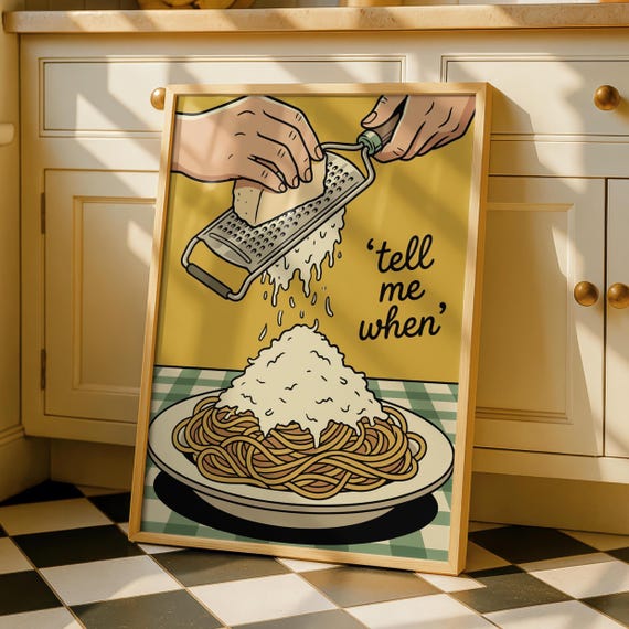 Pasta Night Kitchen Art Print, Funny Food Poster