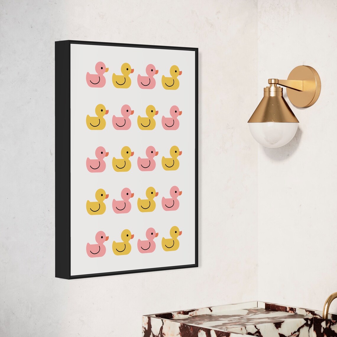 Cute Bathroom Ducks Funny Bathroom Wall Art Print