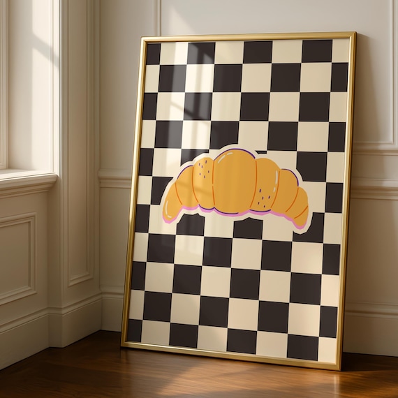 Croissant Kitchen Art Print, Cafe Breakfast Decor