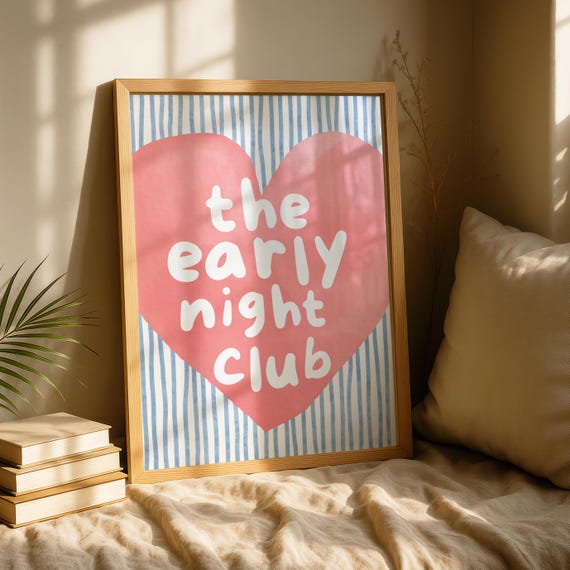 Blue Bedroom Print Early Night Above Bed Poster Funny Decor