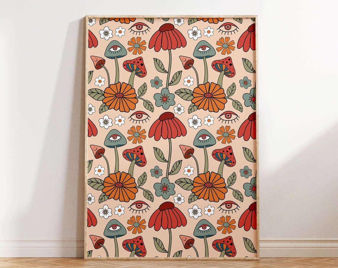 Groovy Mushroom Psychedelic Retro Art Print