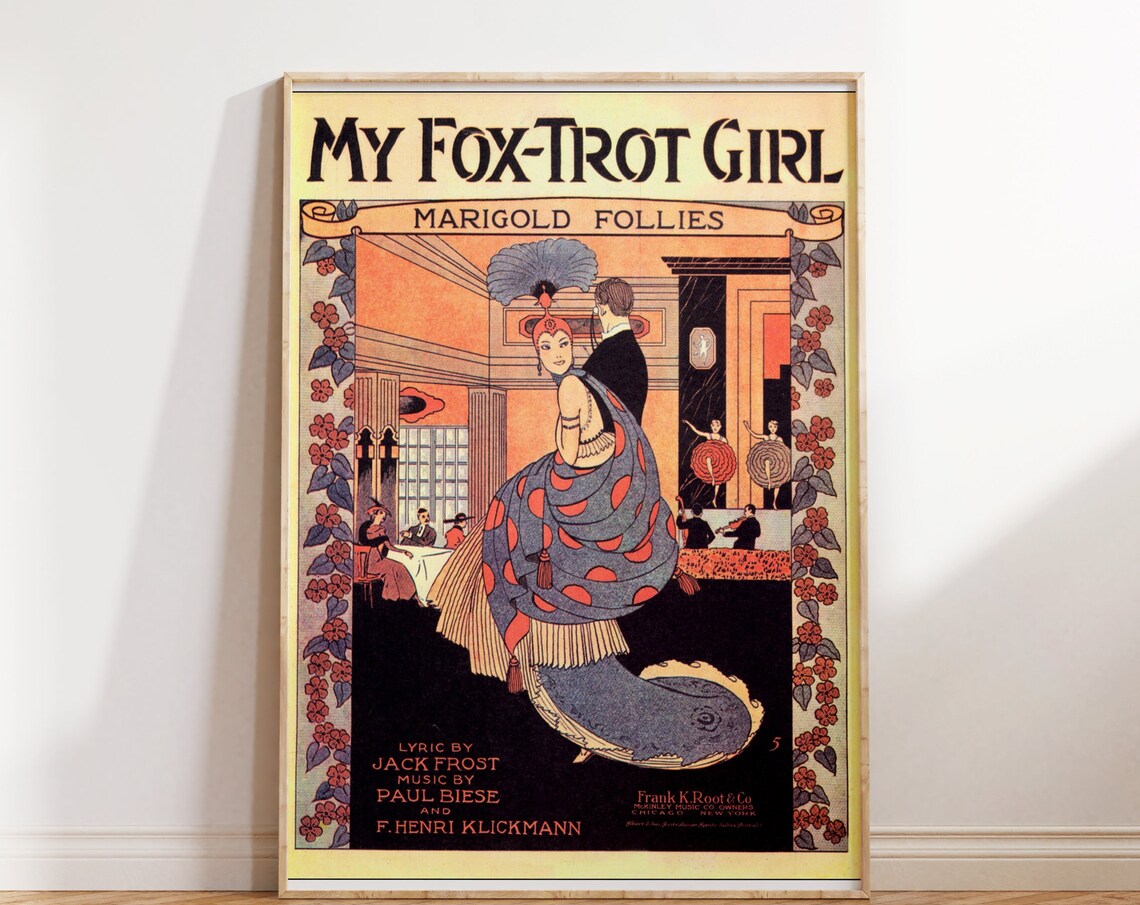 My Fox Trot Girl Marigold Follies Vintage Art Deco Sheet Music Poster