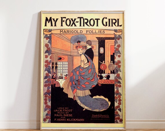 My Fox Trot Girl Marigold Follies Vintage Art Deco Sheet Music Poster
