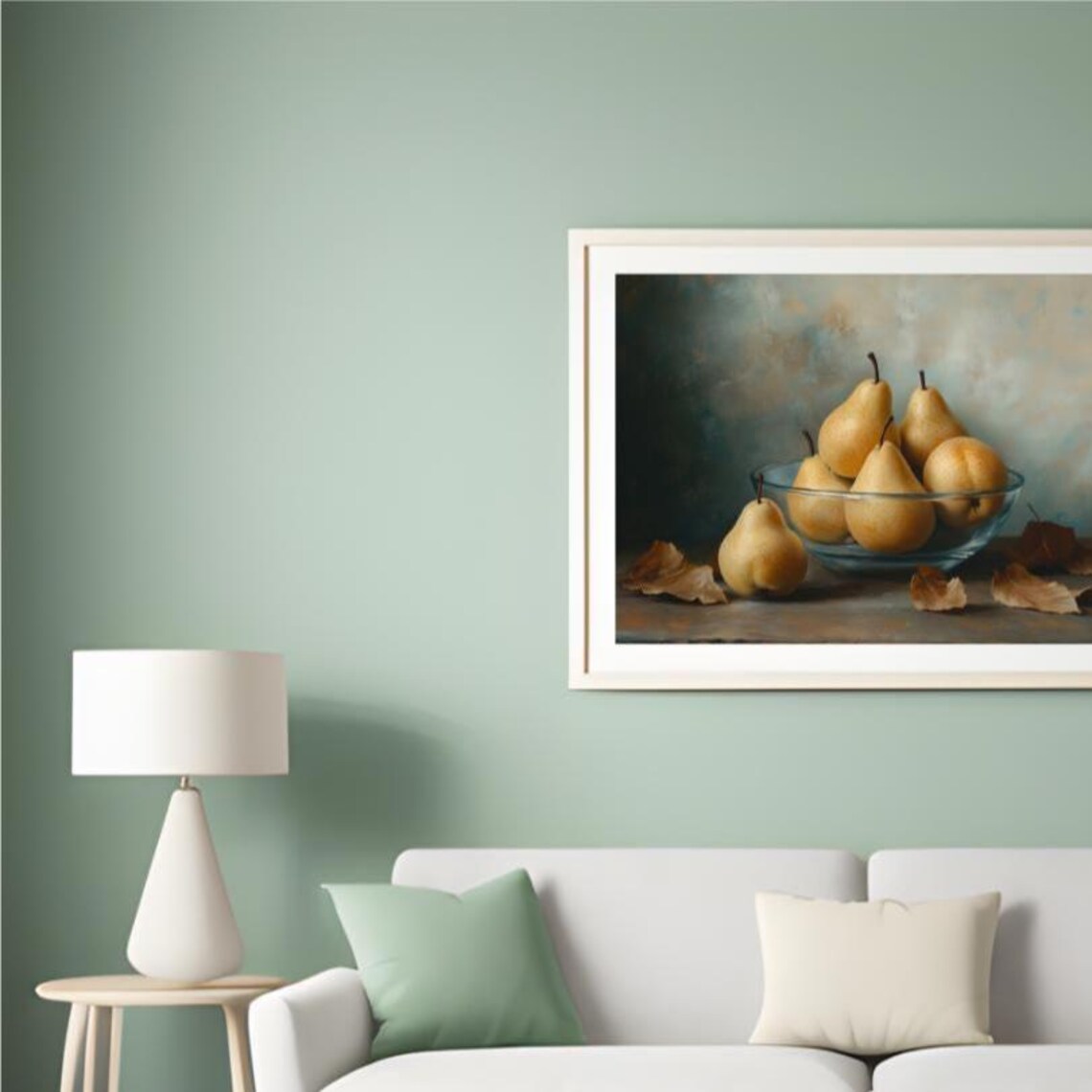 Still Life Pears in Glass Bowl, Autumn Harvest - Image 5
