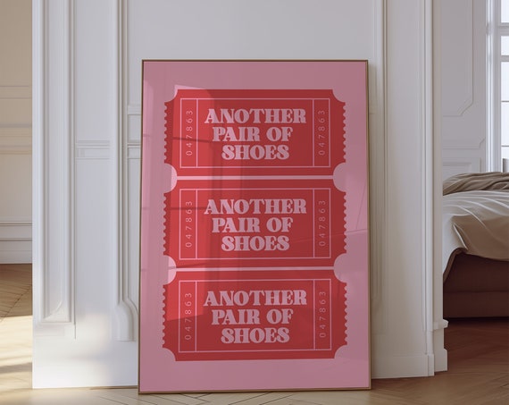 Ticket Art Print Another Pair Of Shoes Ticket Wall Art Retro Poster Apartment Decor Trendy Bar Cart Decor Wall Art