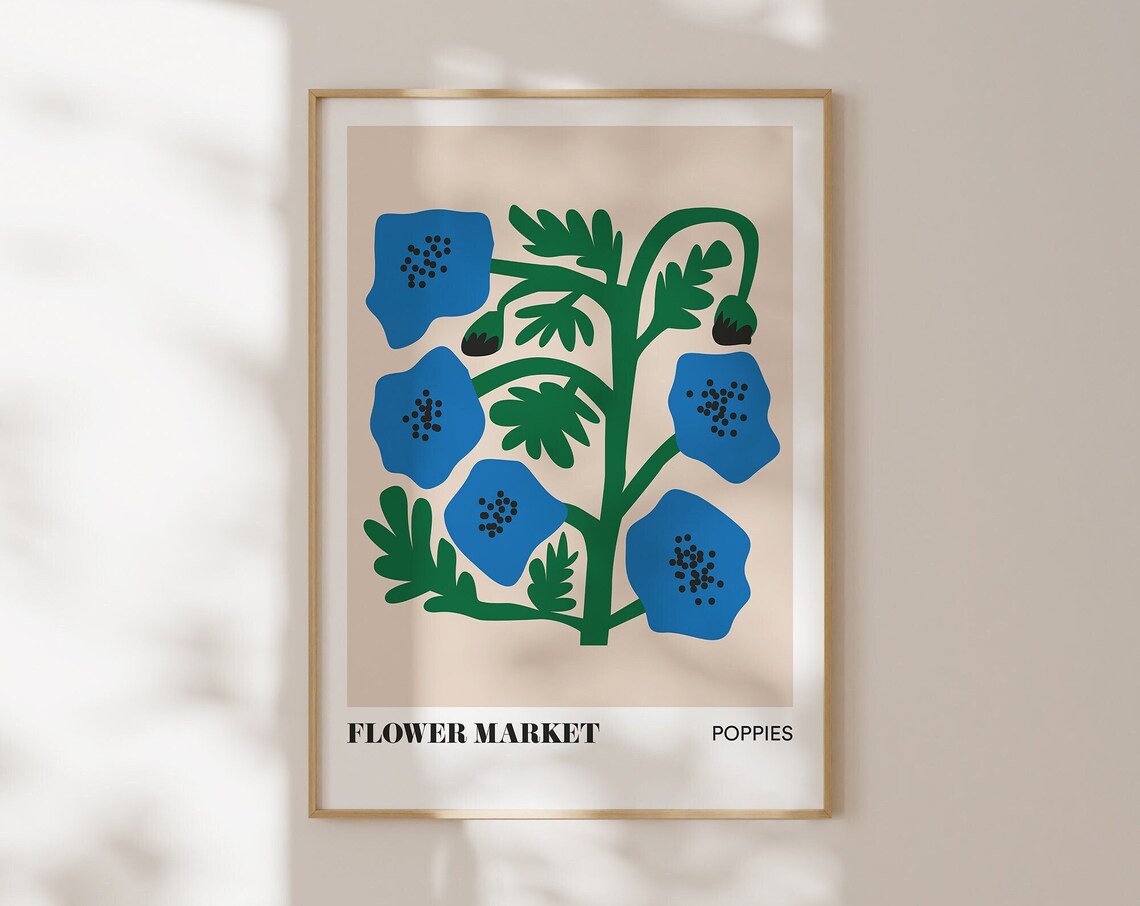 Poppies Botanical Flower Market Art Print - Image 2