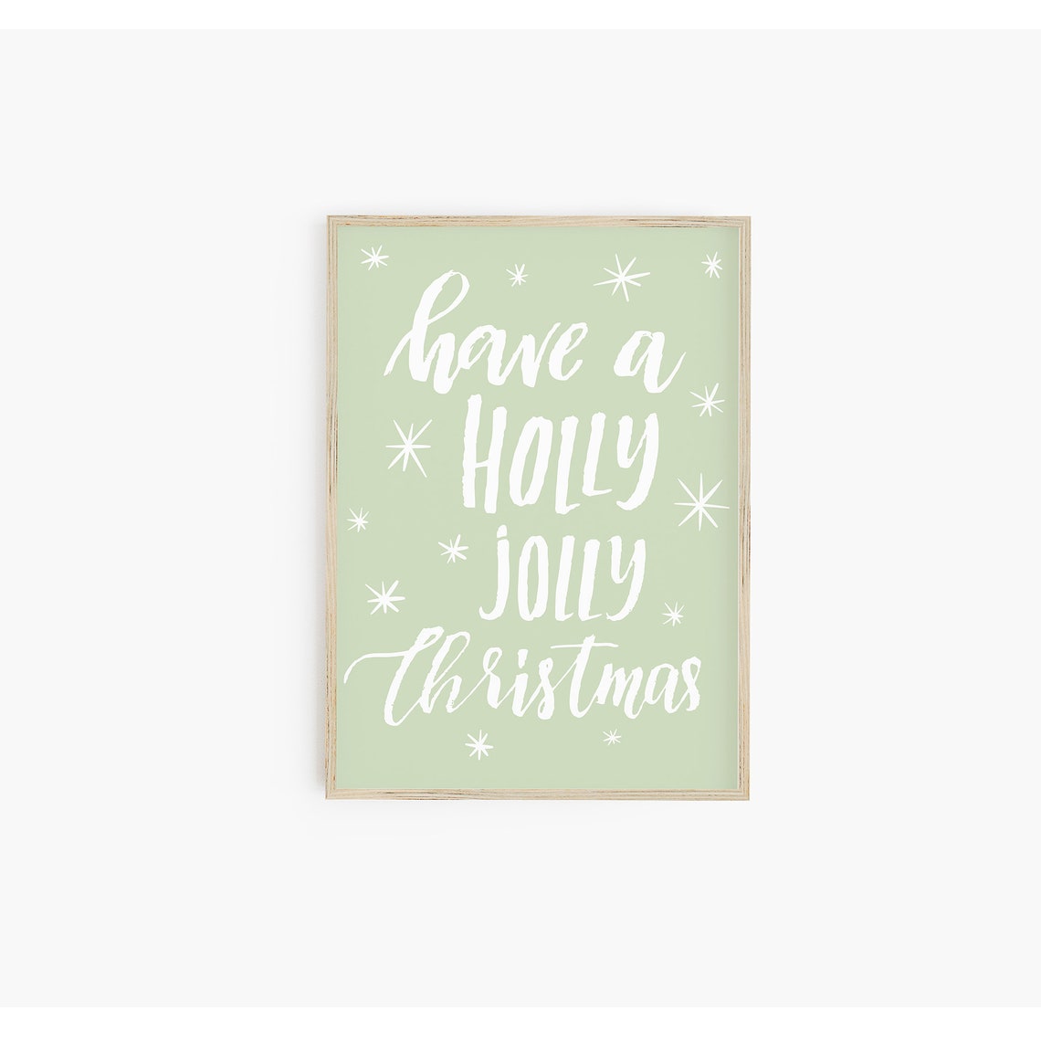 Have A Holly Jolly Christmas Sage Green Script Typography Wall Art - Image 3