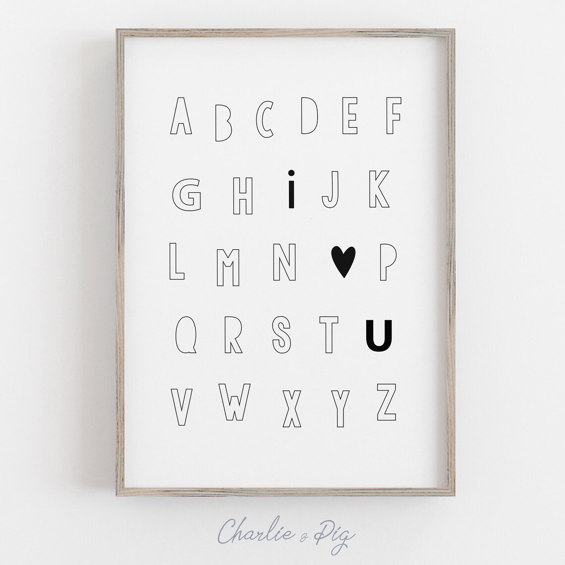 Alphabet Decor Monochrome Nursery Art Print - Image 2