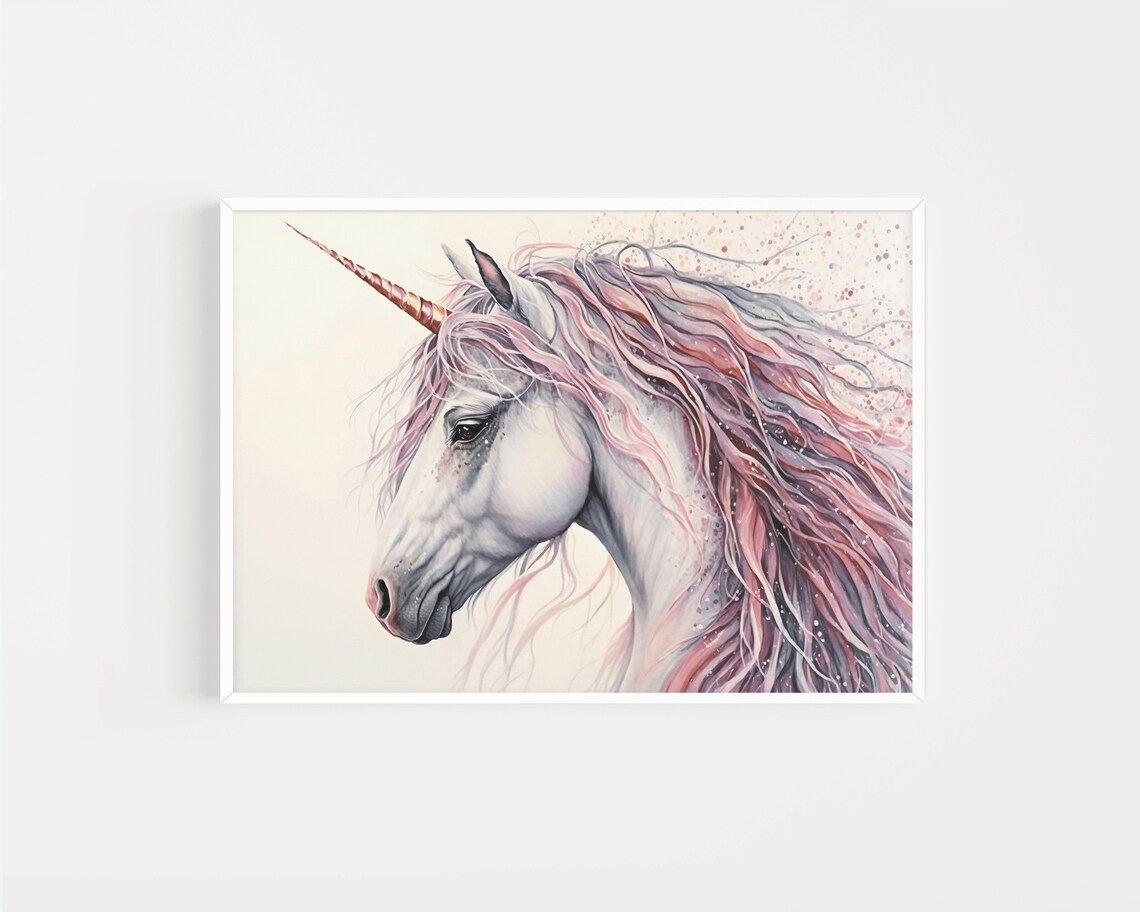 Unicorn Watercolor Poster for Girls Bedroom Nursery - Image 2