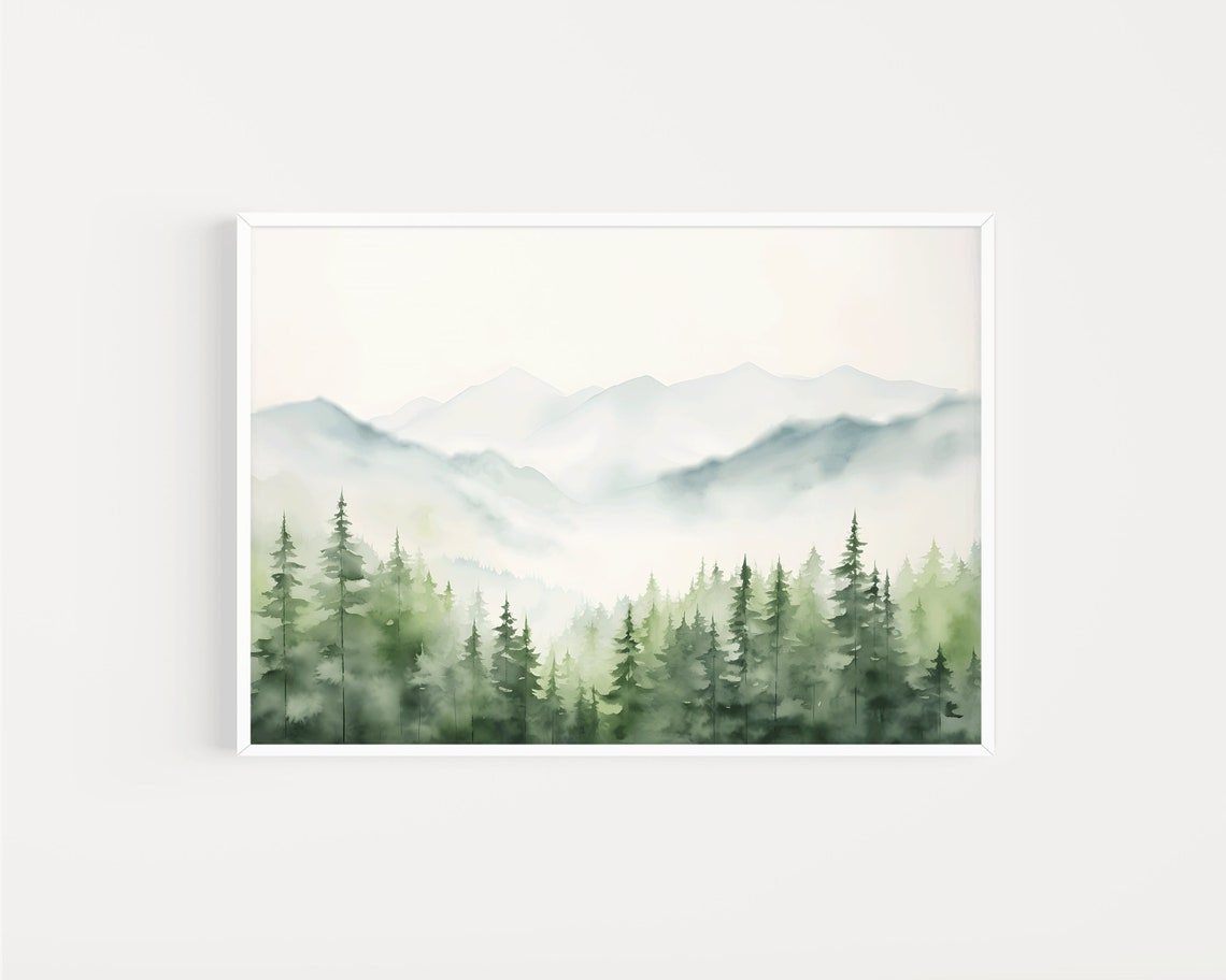 Watercolor Mountain Print Mountain Art Print Gift For Men Art Landscape Print Home Dcor Art Scandinavian Art - Image 3