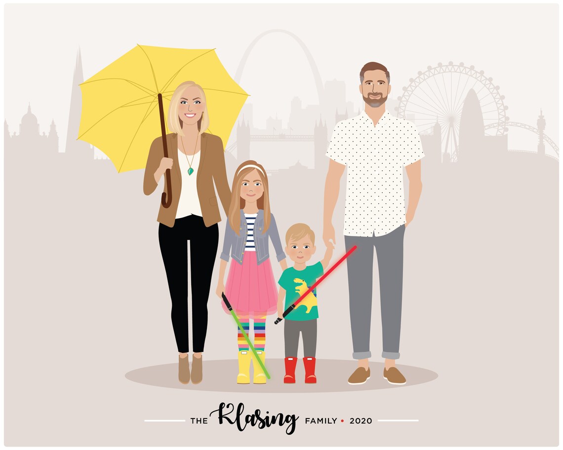 Family Portrait Illustration, Wall Art Print - Image 5