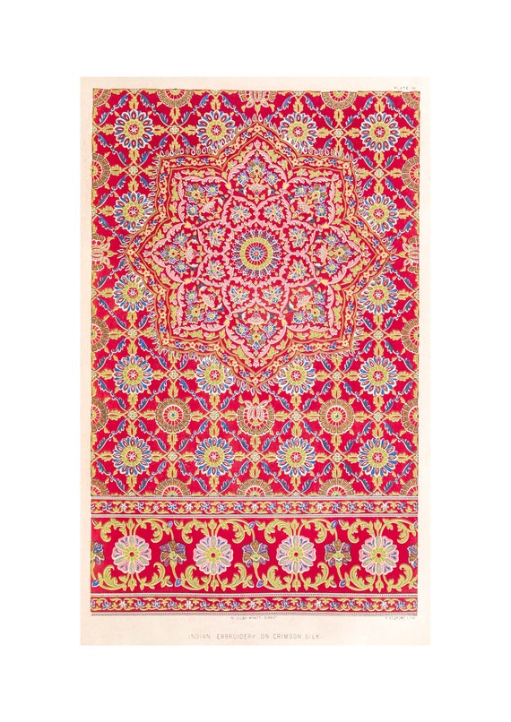 Indian Embroidery Vintage Lithography From 1853