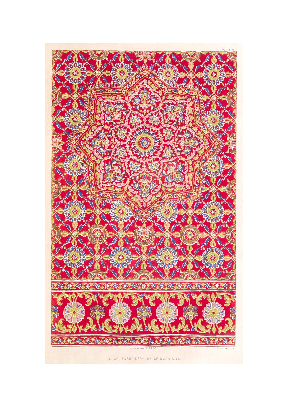 Indian Embroidery Vintage Lithography From 1853