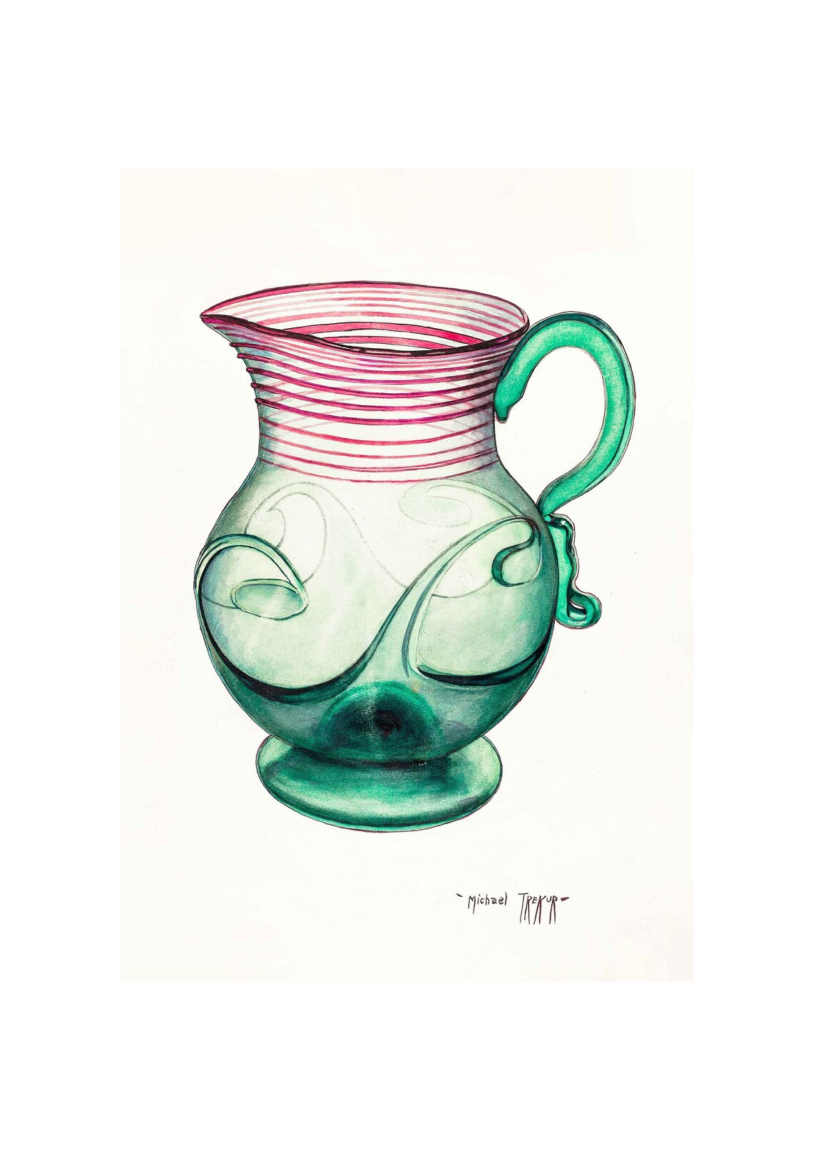 Vintage Retro Pitcher Glass Vase Bottle Art Print