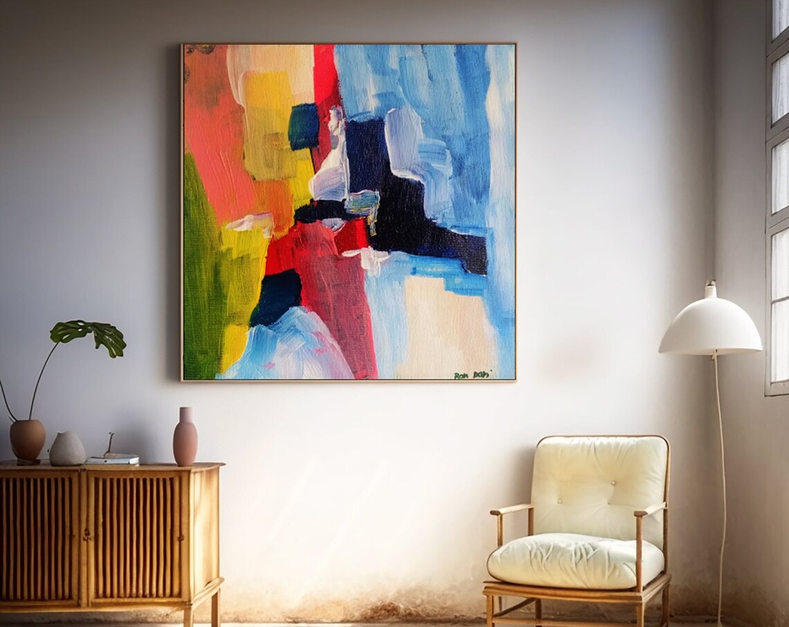 Colorful Abstract Painting, Dining Room Wall Art