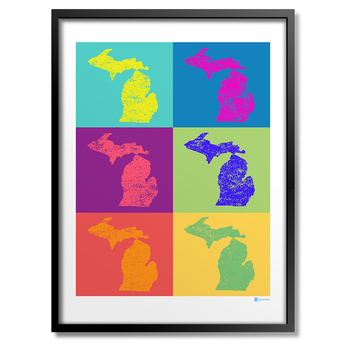 Michigan State Map Pop Art Colorful Retro State Silhouette Poster