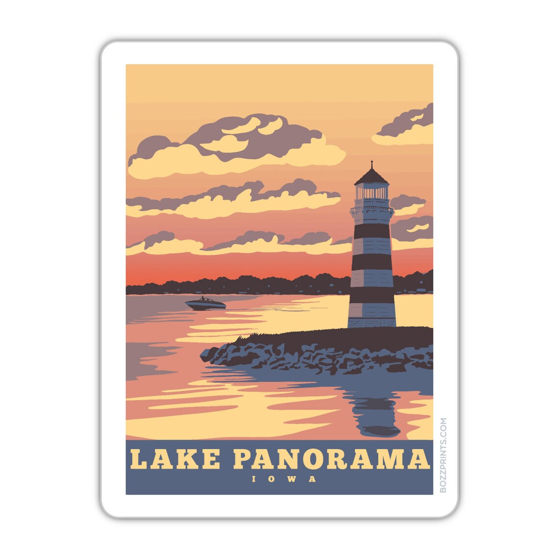 Lake Panorama Travel Poster, Landscape Wall Art