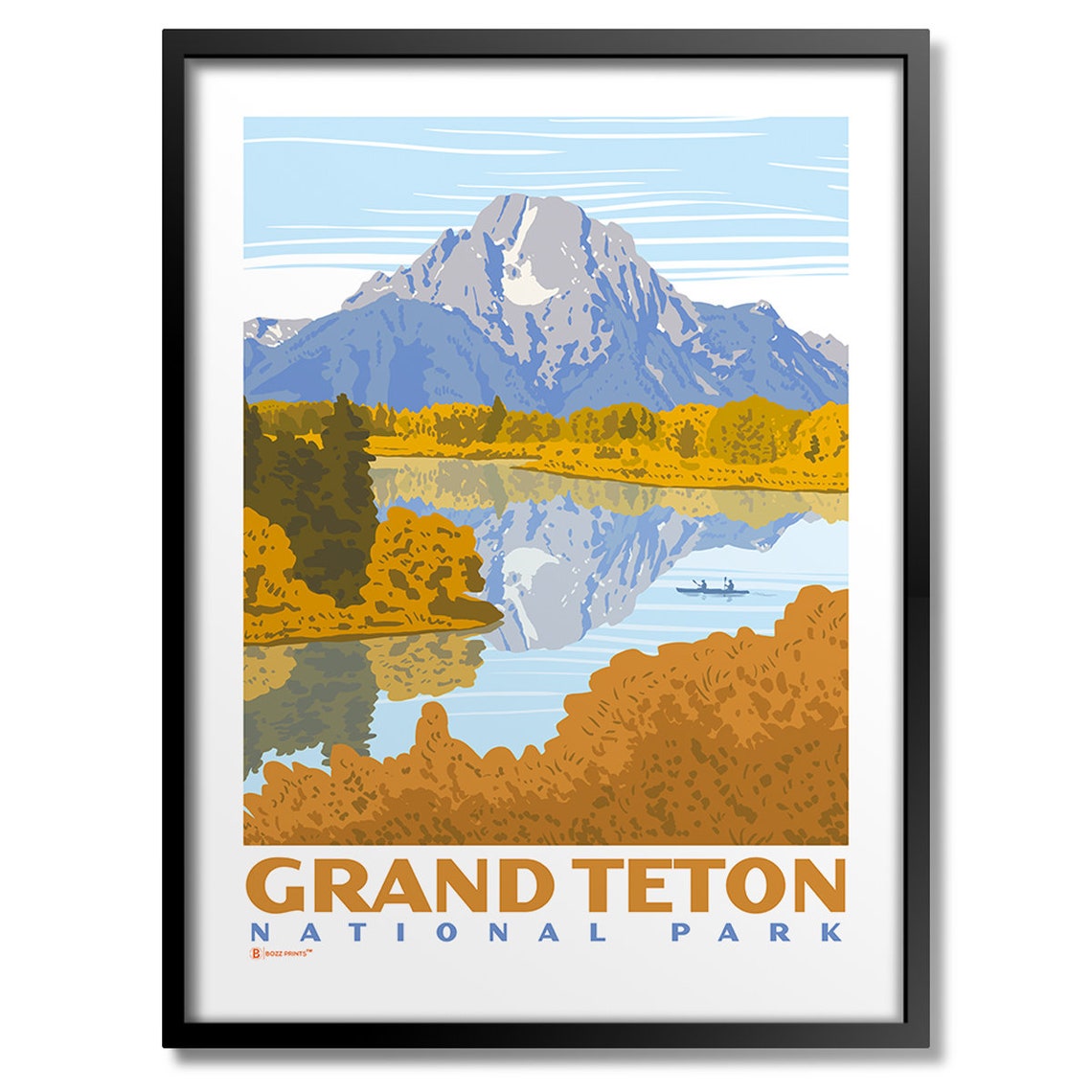 Grand Teton National Park Oxbow Bend Autumn Reflection Travel Poster