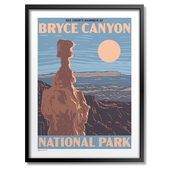 See Thor's Hammer Bryce Canyon National Park Vintage Travel Poster