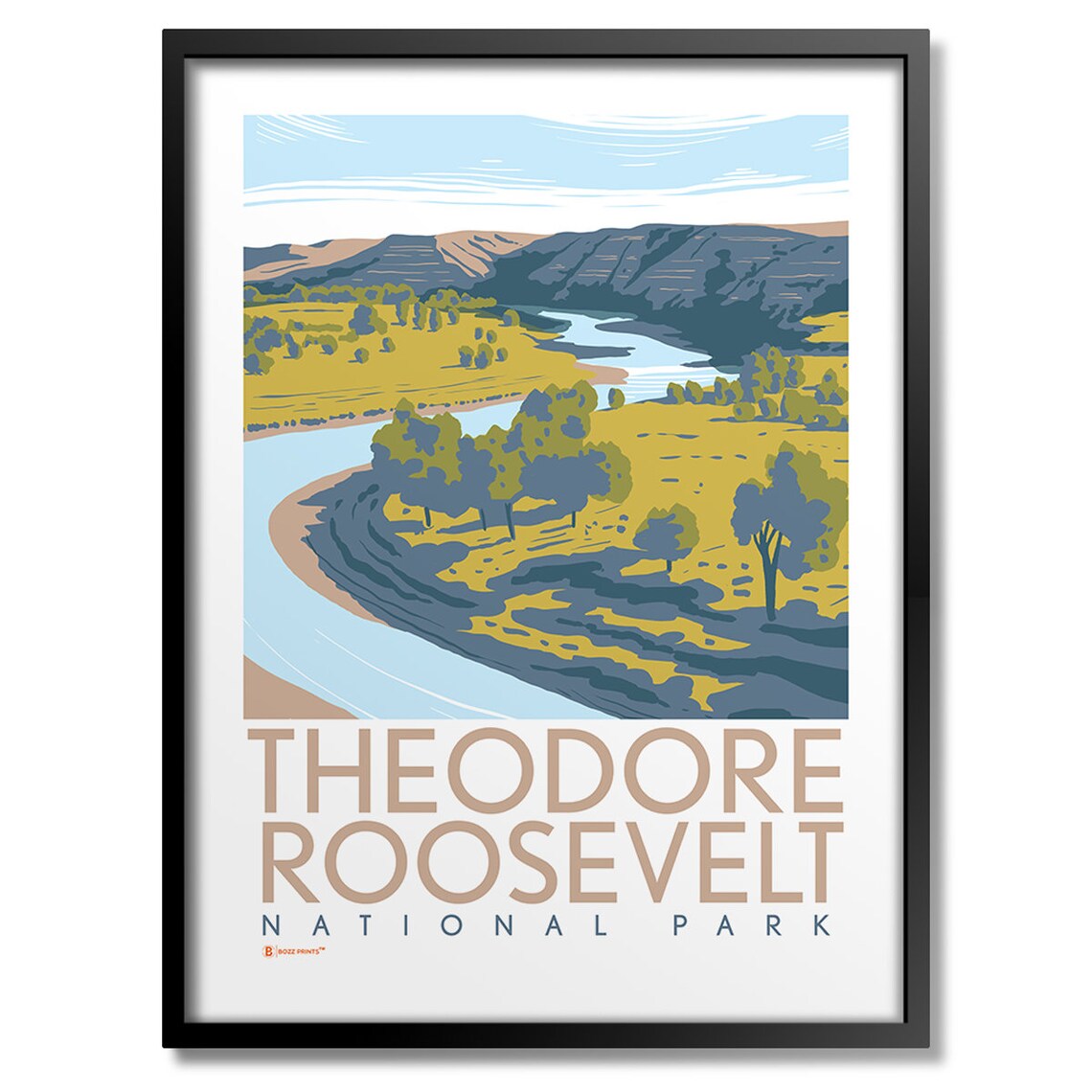 Theodore Roosevelt National Park River Valley Vintage Travel Poster