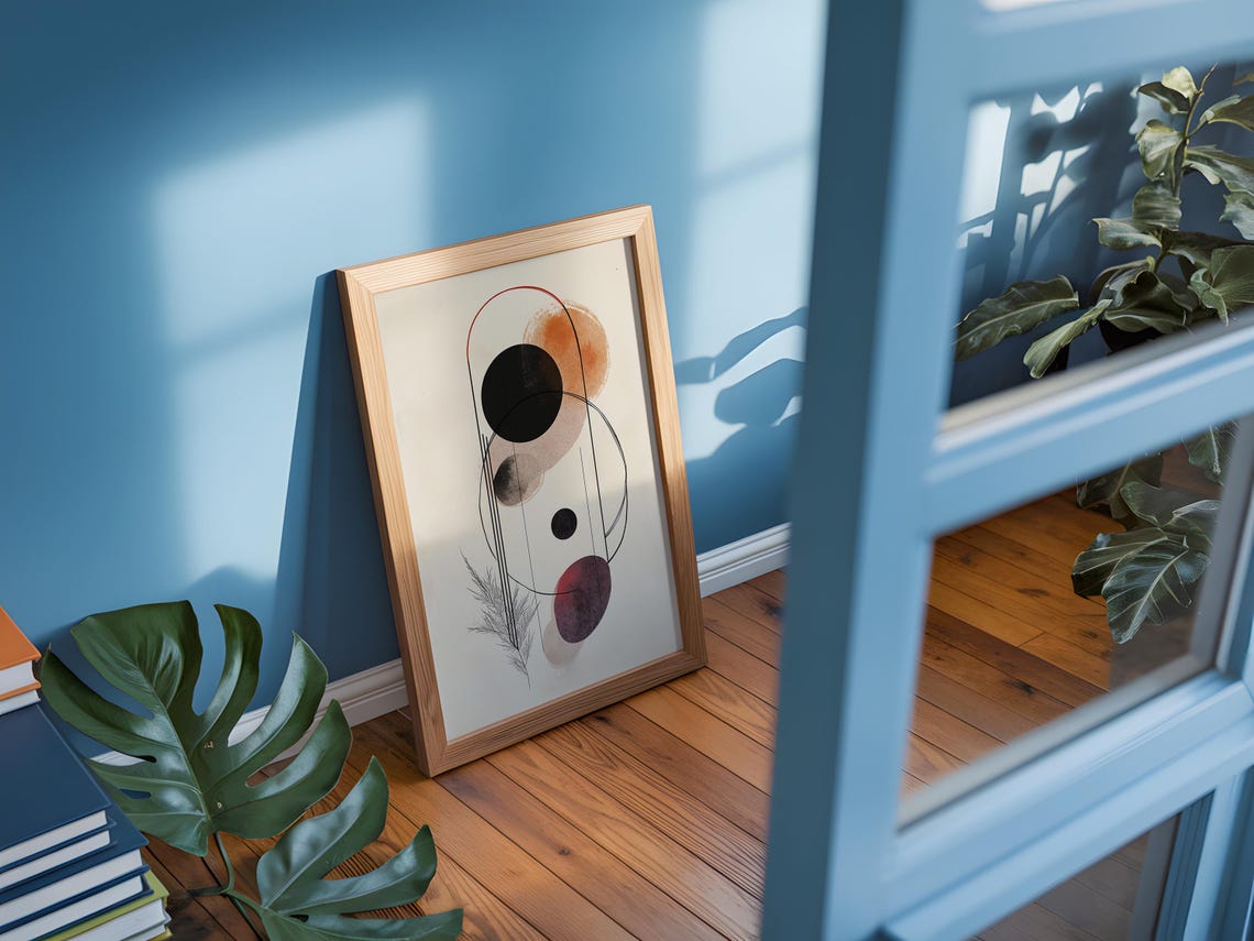 Mid Century Geometric Circle Art Print Minimalist Boho Abstract Shapes - Image 4